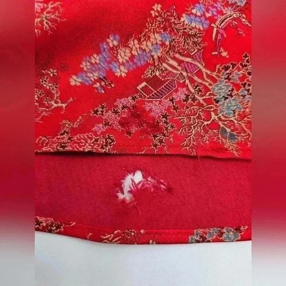 Vintage 90s Breakin Loose Asian Print Red Sleeveless Maxi Dress - Picture 11 of 11